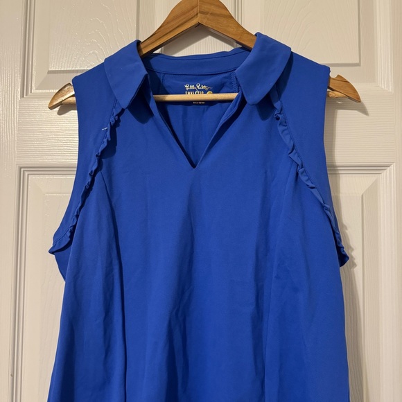 Lily Pulitzer Luxletic Martina Ruffle Sleeveless Top Size XL Blue spf 50 - Picture 4 of 9